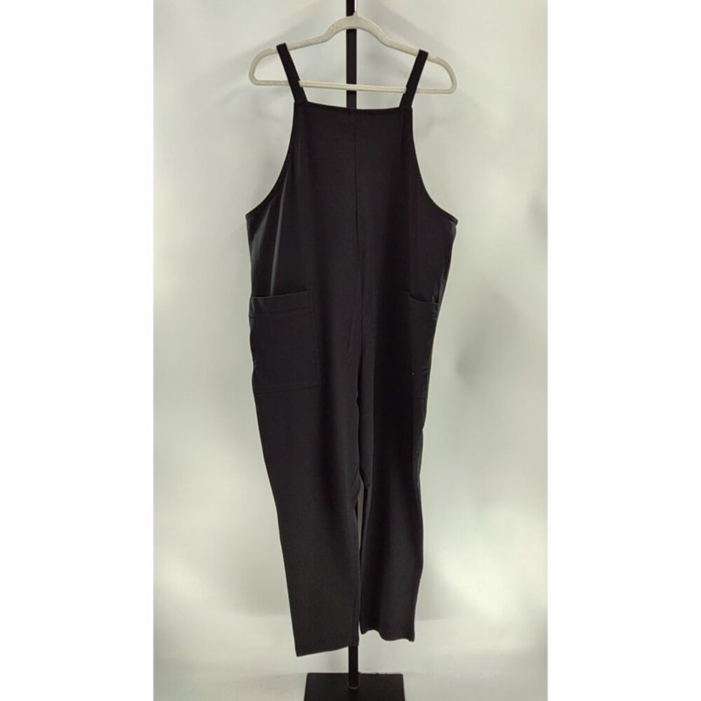 Quince Women Organic Cotton Maternity Overalls Black Jumpsuit M